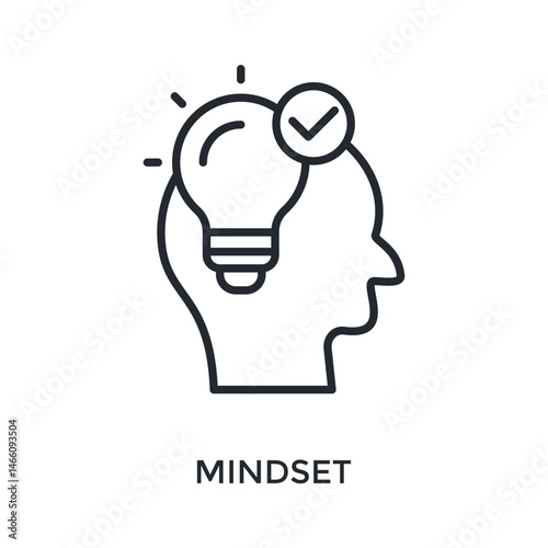 Mindset Icon Outline Style. Vector Illustration For Graphic Design