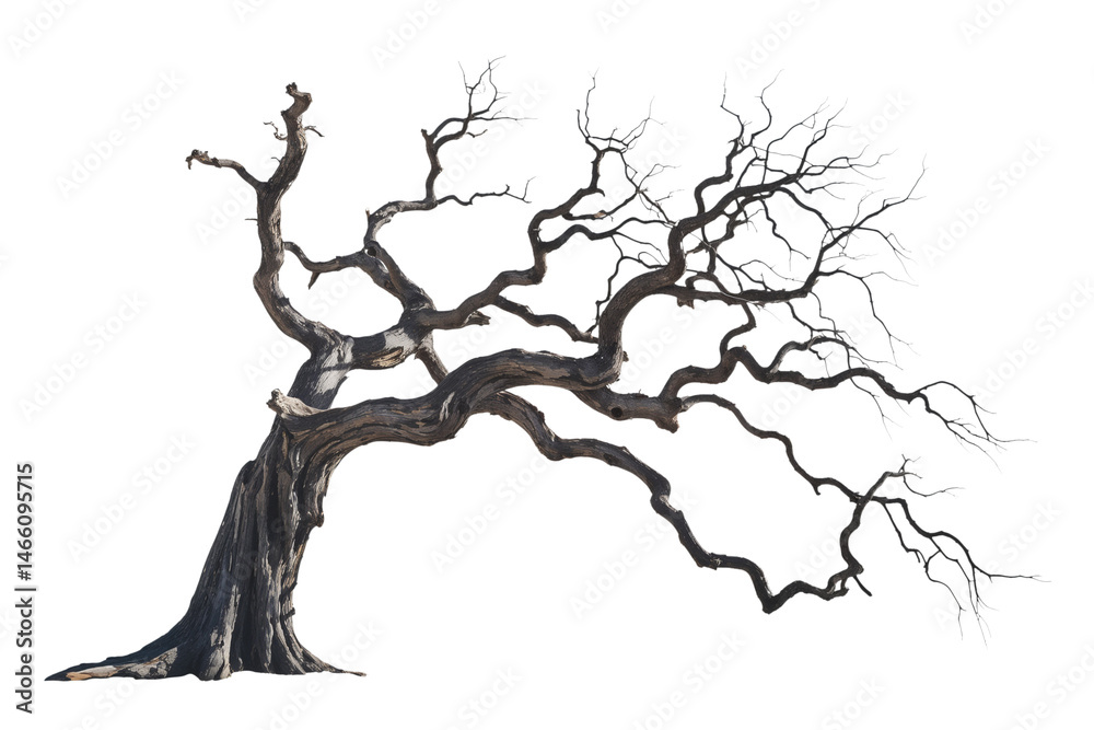 Obraz premium Lonely Twisted Tree with Intricate Bare Branches