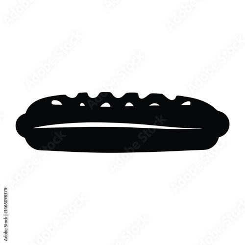 meatball sub vector silhouette icon, black and white illustration of food.