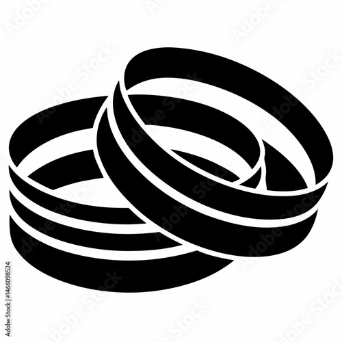 Black modern bangles vector on white background.