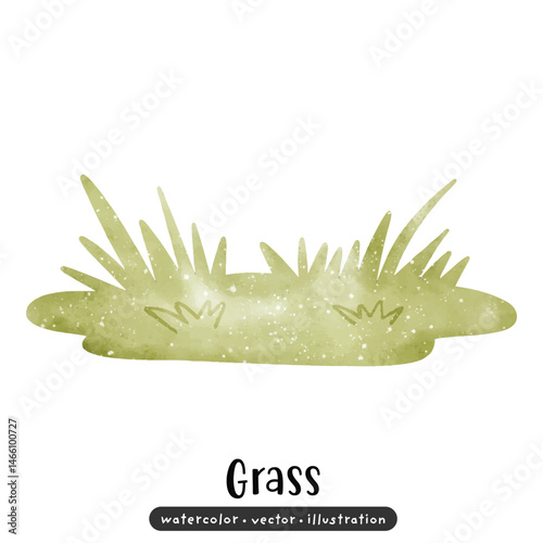 cute watercolor grass bush 