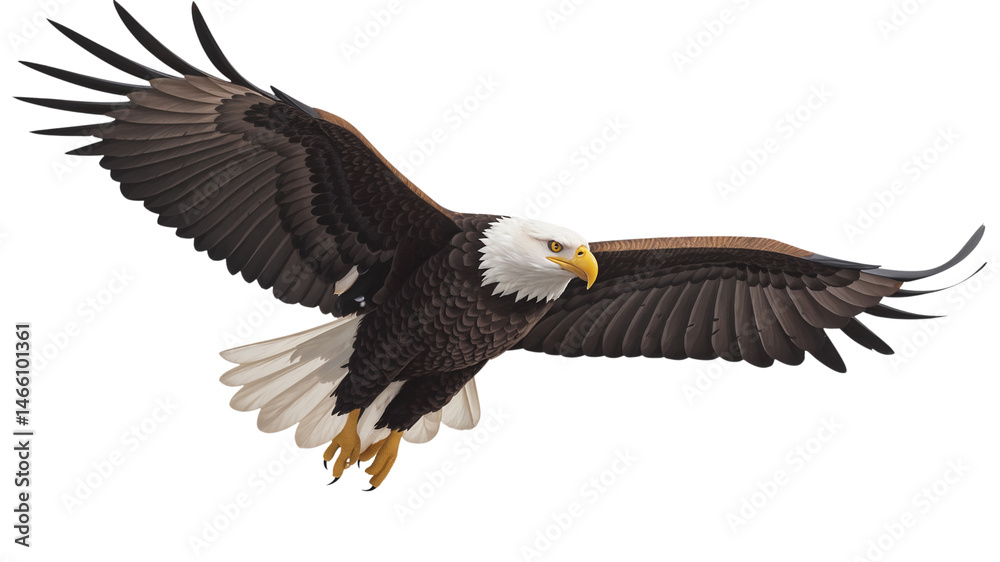 Obraz premium Majestic Bald Eagle Soaring with Wings Spread Wide
