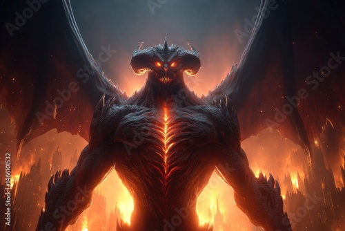 Obraz na płótnie Frightening digital rendering of a monstrous demon. w salonie