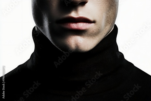 Close-up of a man's face and turtleneck