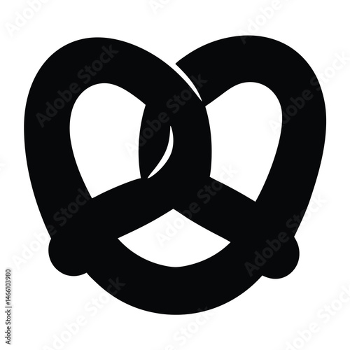 pretzel vector silhouette icon, black and white illustration of food.