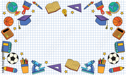 Hand drawn back to school element template vector background