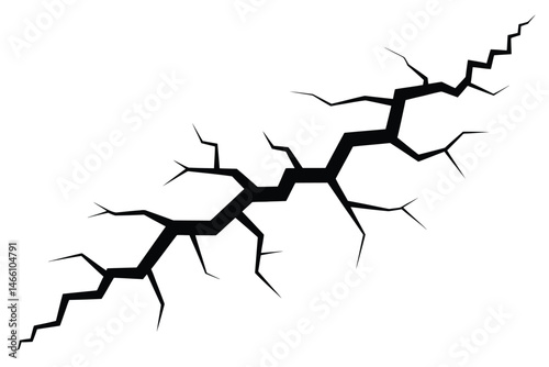 Abstract Black Crack Graphic Design Element for Background