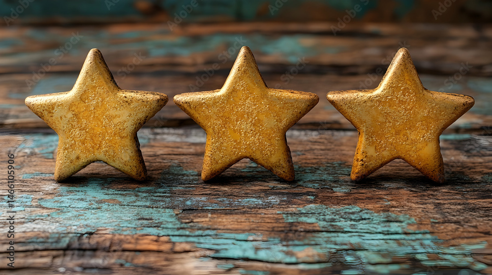 Three golden stars quality success award symbol Three golden stars quality success award symbol