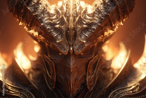 Obraz na płótnie Detailed close-up view of a golden, ornate helmet. w salonie