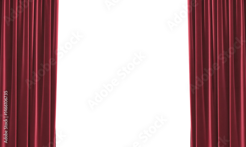 Elegant Red Curtains Partially Open to Bright Background