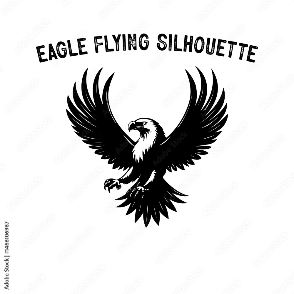 Obraz premium Flying Eagle Silhouette Vector on White Background.