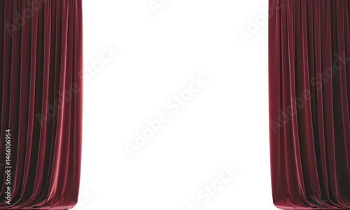 Elegant Red Curtains Partially Open to Bright Background