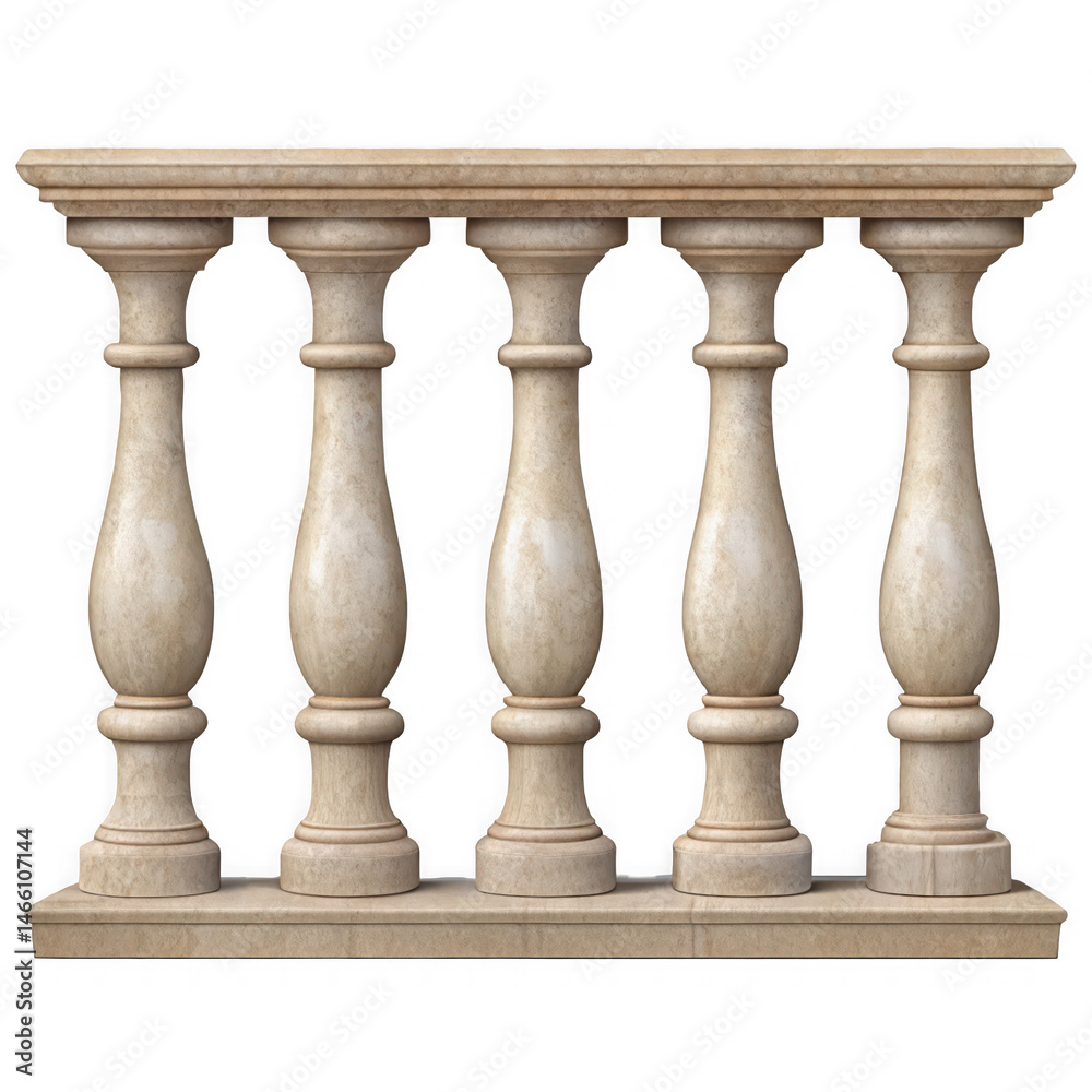 Fototapeta premium stone or marble balustrades with pillars on transparent background