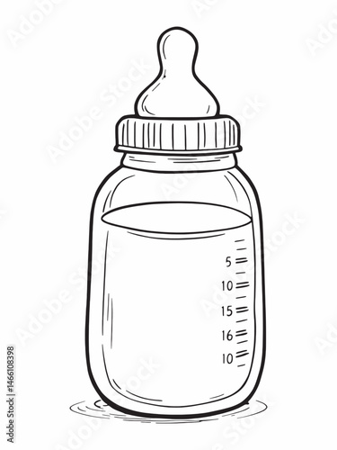 Blue baby bottle filled with milk simple design.eps
