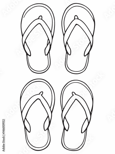 Blue flip flops line art fashion details.eps