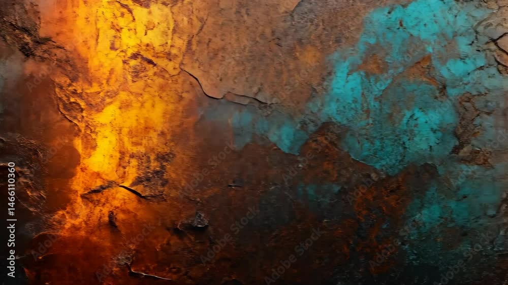 Abstract textured art with teal and fiery orange hues Abstract textured art with teal and fiery orange hues
