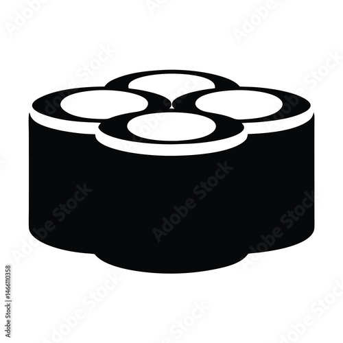 sushi platter vector silhouette icon, black and white illustration of food.
