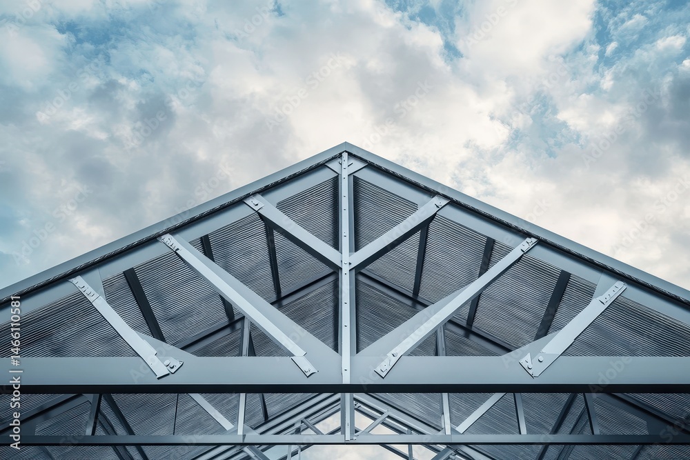 Obraz premium Elevated view of a modern metal roof structure.