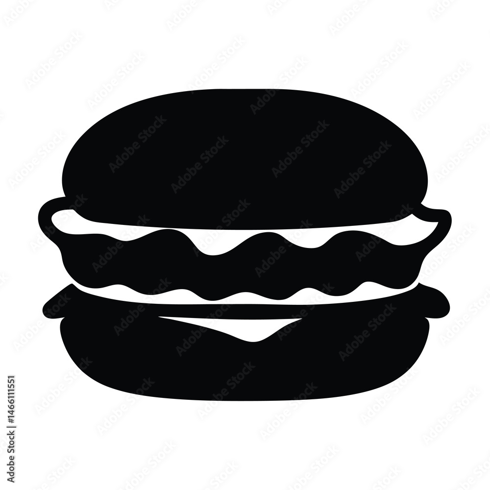 veggie burger vector silhouette icon, black and white illustration of food. veggie burger vector silhouette icon, black and white illustration of food.