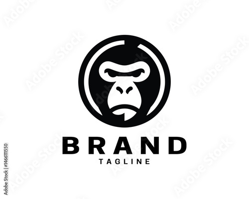 Gorilla head logo illustration in modern flat art
