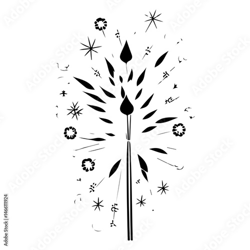 Minimalist Abstract Floral Burst Illustration for Creative Design Projects