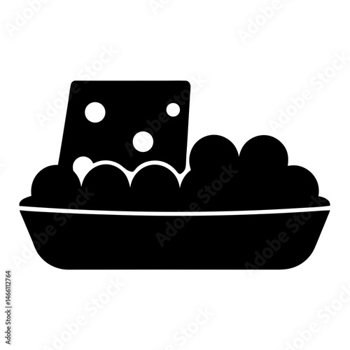 cheese platter vector silhouette icon, black and white illustration of food.