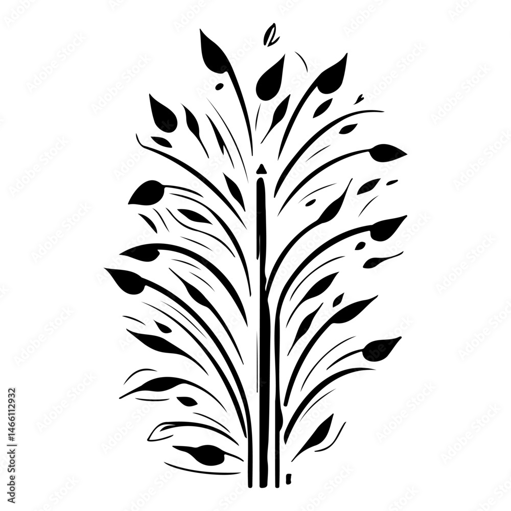 Obraz premium Elegant botanical silhouette, graceful foliage motif for design projects, artistic creation