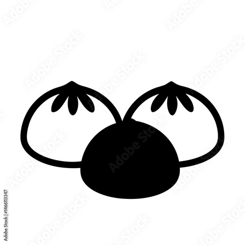 dim sum vector silhouette icon, black and white illustration of food.