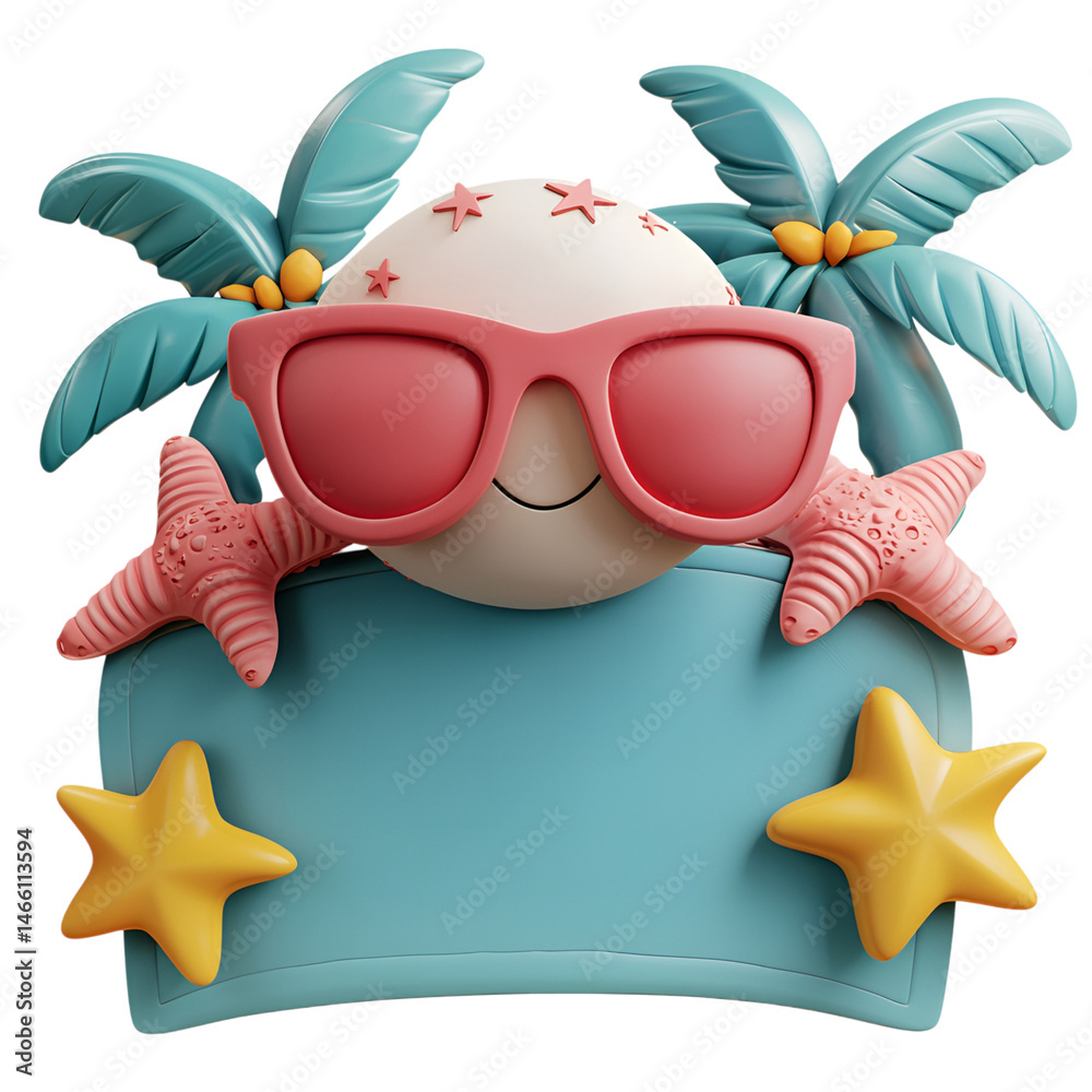 Fototapeta premium Summer Beach 3D Render Icon Vacation.