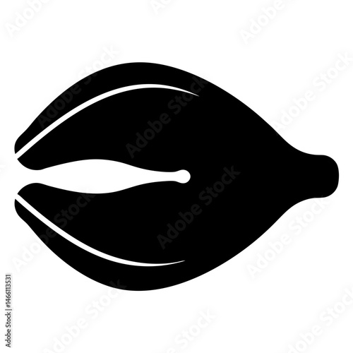 fish fillet vector silhouette icon, black and white illustration of food.