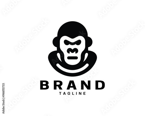Gorilla head logo clean vector in mono tones
