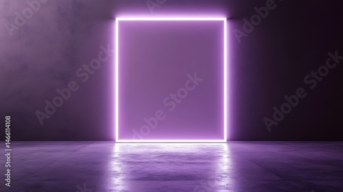 Wallpaper Mural Neon pink rectangle in dark room (1) Torontodigital.ca