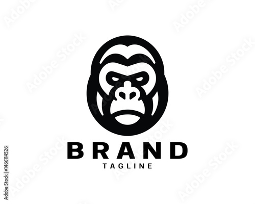 Gorilla head logo emblem in minimalist design