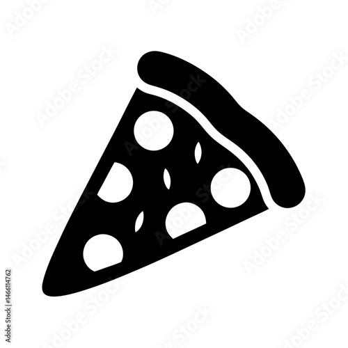 pepperoni pizza vector silhouette icon, black and white illustration of food.