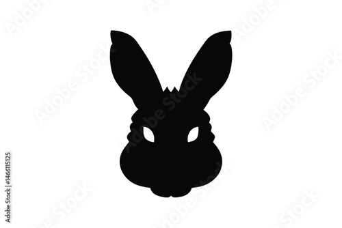 Easter bunny head silhouette vector, Cute bunny head icon
