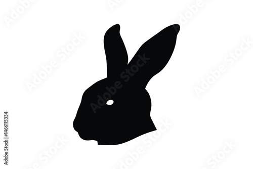 Easter bunny head silhouette vector, Cute bunny head icon