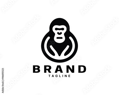 Gorilla head logo vector in playful flat design