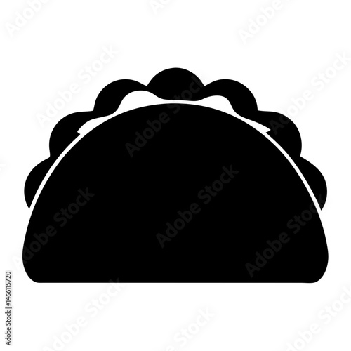 tacos vector silhouette icon, black and white illustration of food.