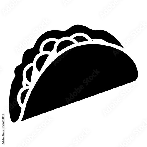 tacos vector silhouette icon, black and white illustration of food.