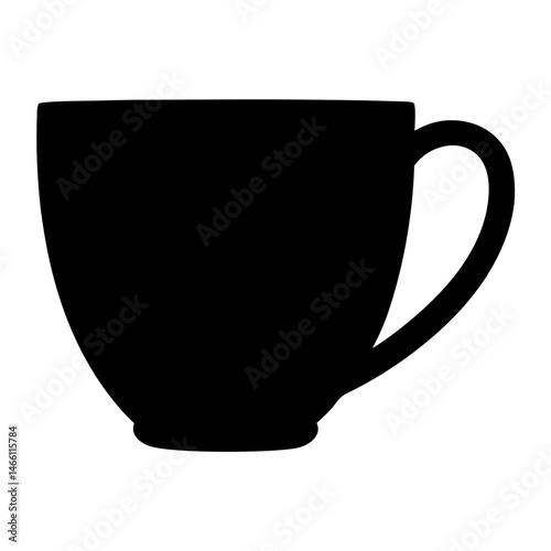 tea cup vector silhouette icon, black and white illustration of food.