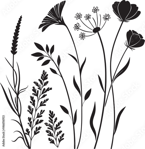 Seamless floral design vector illustration with spring flowers and leaves for nature inspired design