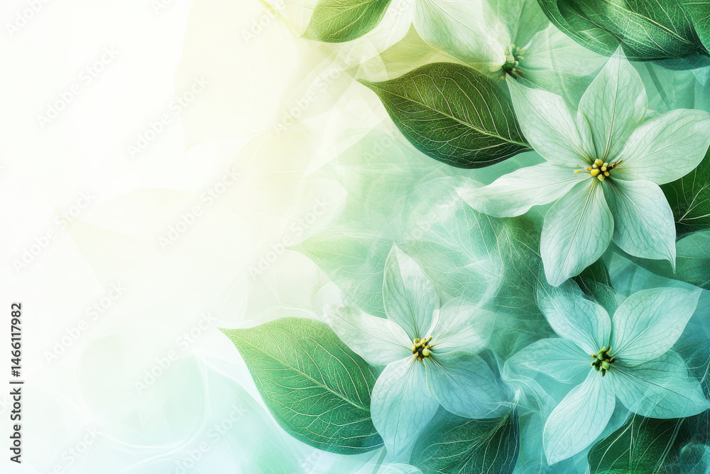 Fototapeta premium Soft floral design with gentle gradients and empty space for text