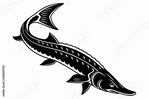 sturgeon sihouette black vector