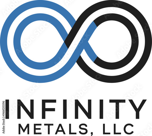 Infinity Metals LLC Logo with Sleek Metallic Infinity Loop Symbol Industrial Vector Art Instant Download
