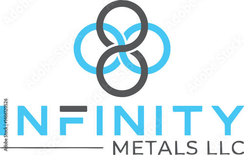 Infinity Metals LLC Logo with Sleek Metallic Infinity Loop Symbol Industrial Vector Art Instant Download