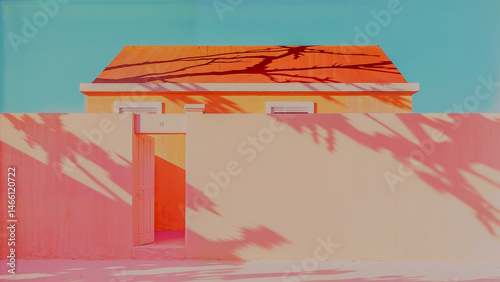 Vibrant architecture showcases colorful designs in bright daylight with striking shadows