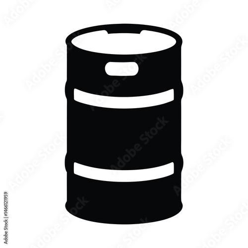 beer keg vector silhouette icon, black and white illustration of drinks.