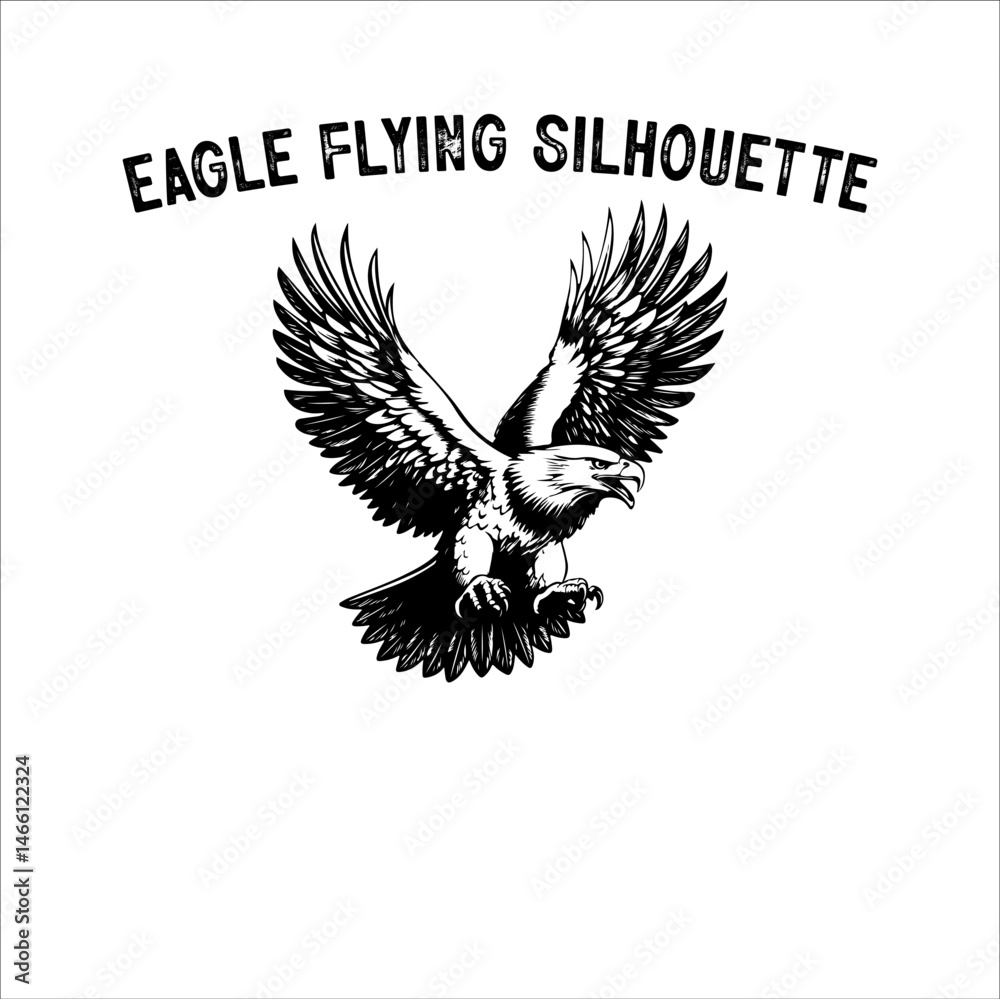 Obraz premium Flying Eagle Silhouette Vector on White Background.