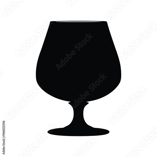 brandy snifter vector silhouette icon, black and white illustration of drinks.