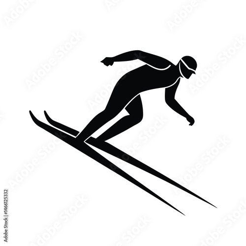 Silhouette of Ski Athlete in Motion